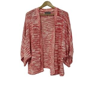 Michael Stars XS/S Red White Knit Open Front Relaxed Sleeve Cardigan Nautical